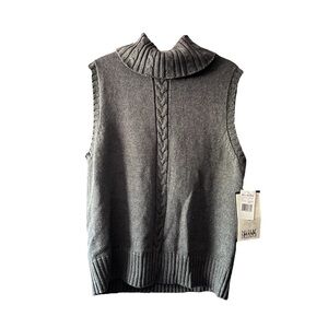 Charcoal Grey Bill Blass Vintage Turtleneck Sleeveless Sweater